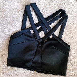 NEW ANGL Strappy Black Crop Top - Size Medium